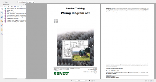 Fendt Tractor 700 Vario Com3 VIN 724 727 Diagram Operation Manual Workshop Manual EN 5