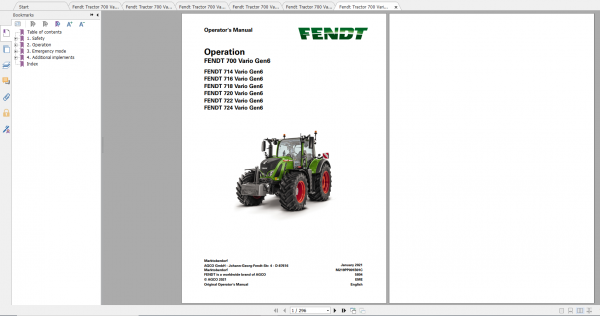 Fendt Tractor 700 Vario Gen6 VIN 760 765 Diagram Operation Manual Workshop Manual EN 4