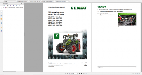 Fendt Tractor 700 Vario Gen6 VIN 760 765 Diagram Operation Manual Workshop Manual EN 6