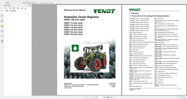 Fendt Tractor 700 Vario Gen6 VIN 760 765 Diagram Operation Manual Workshop Manual EN 8