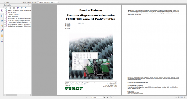 Fendt Tractor 700 Vario S4 VIN 738 743 Diagram Operation Manual Workshop Manual EN 5