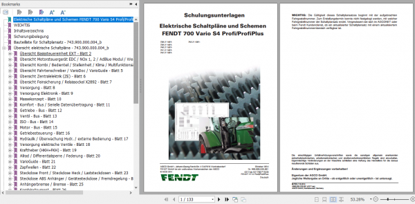 Fendt Tractor 700 Vario S4 VIN 738 743 Operator Diagrams Workshop Manual German 1
