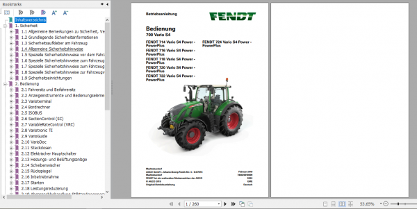 Fendt Tractor 700 Vario S4 VIN 738 743 Operator Diagrams Workshop Manual German 4