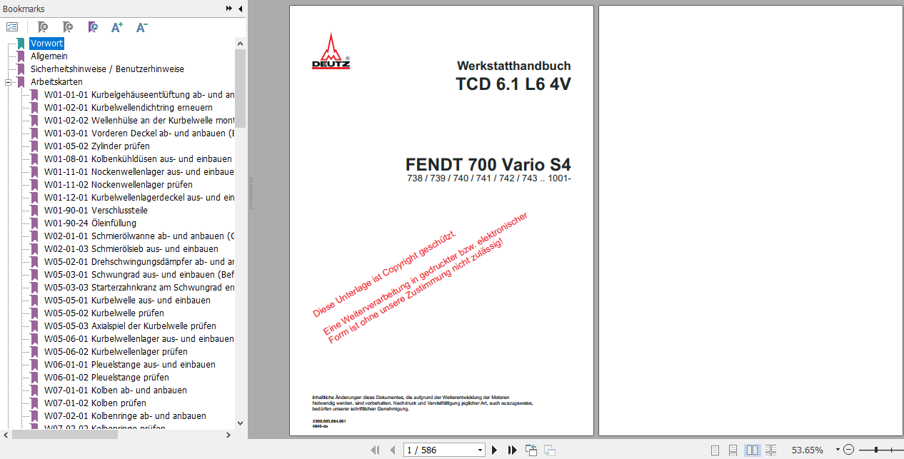 Fendt Tractor 700 Vario S4 VIN 738-743 Operator, Diagrams, Workshop ...