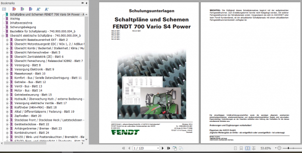 Fendt Tractor 700 Vario S4 VIN 738 743 Operator Diagrams Workshop Manual German 8