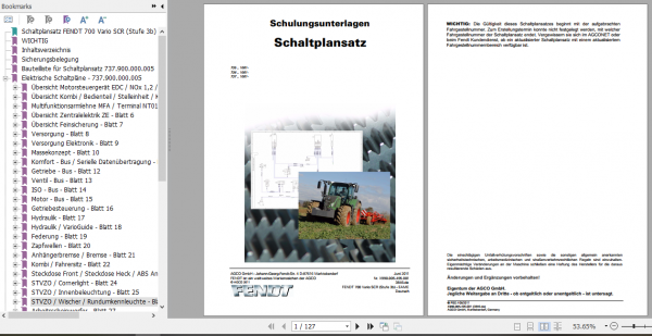 Fendt Tractor 700 Vario SCR 3b VIN 732 737 Operator Diagrams Workshop Manual German 1