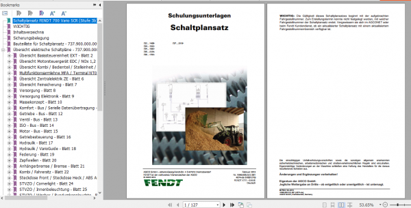 Fendt Tractor 700 Vario SCR 3b VIN 732 737 Operator Diagrams Workshop Manual German 3