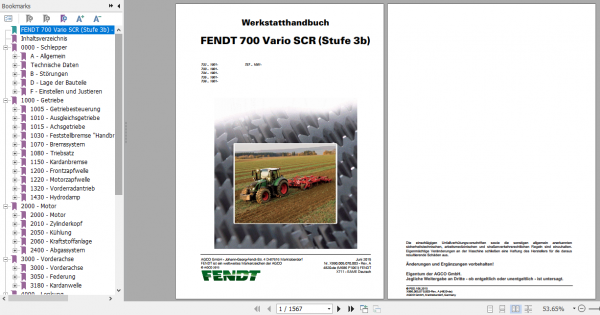 Fendt Tractor 700 Vario SCR 3b VIN 732 737 Operator Diagrams Workshop Manual German 7
