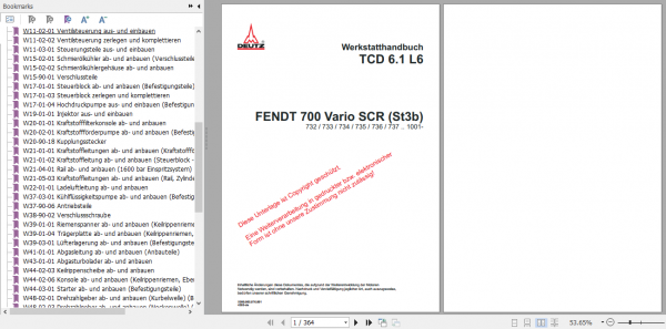 Fendt Tractor 700 Vario SCR 3b VIN 732 737 Operator Diagrams Workshop Manual German 9