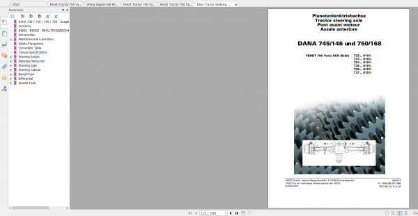 Fendt Tractor 700 Vario Scr 3b VIN 732 737 Diagram Operation Manual Workshop Manual EN 2