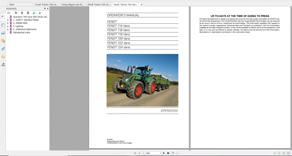 Fendt Tractor 700 Vario Scr 3b VIN 732 737 Diagram Operation Manual Workshop Manual EN 3