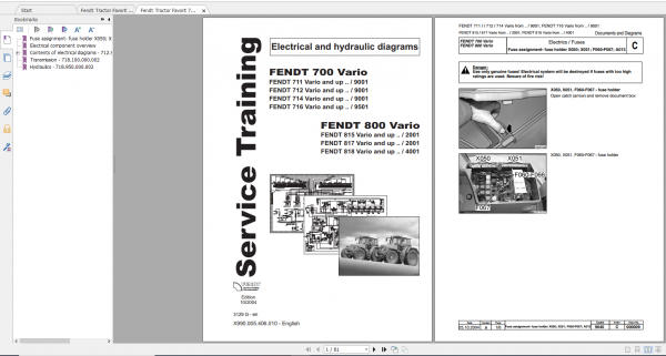 Fendt Tractor 800 Vario Com2 VIN 715 718 Diagram Operation Manual Workshop Manual EN 5
