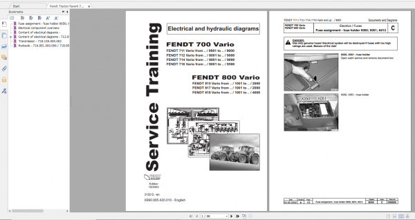 Fendt Tractor 800 Vario Com2 VIN 715 718 Diagram Operation Manual Workshop Manual EN 6