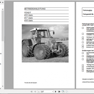 Fendt Tractor 800 Vario Com2 VIN 715 718 Operator Technical Data German 1