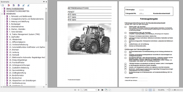Fendt Tractor 800 Vario Com2 VIN 715 718 Operator Technical Data German 4