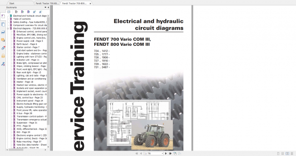 Fendt Tractor 800 Vario Com3 VIN 729 731 Diagram Operation Manual Workshop Manual EN 7