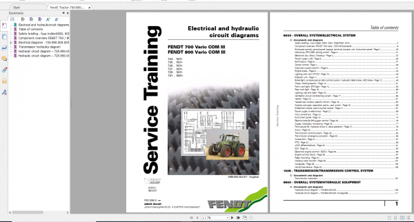 Fendt Tractor 800 Vario Com3 VIN 729 731 Diagram Operation Manual Workshop Manual EN 8