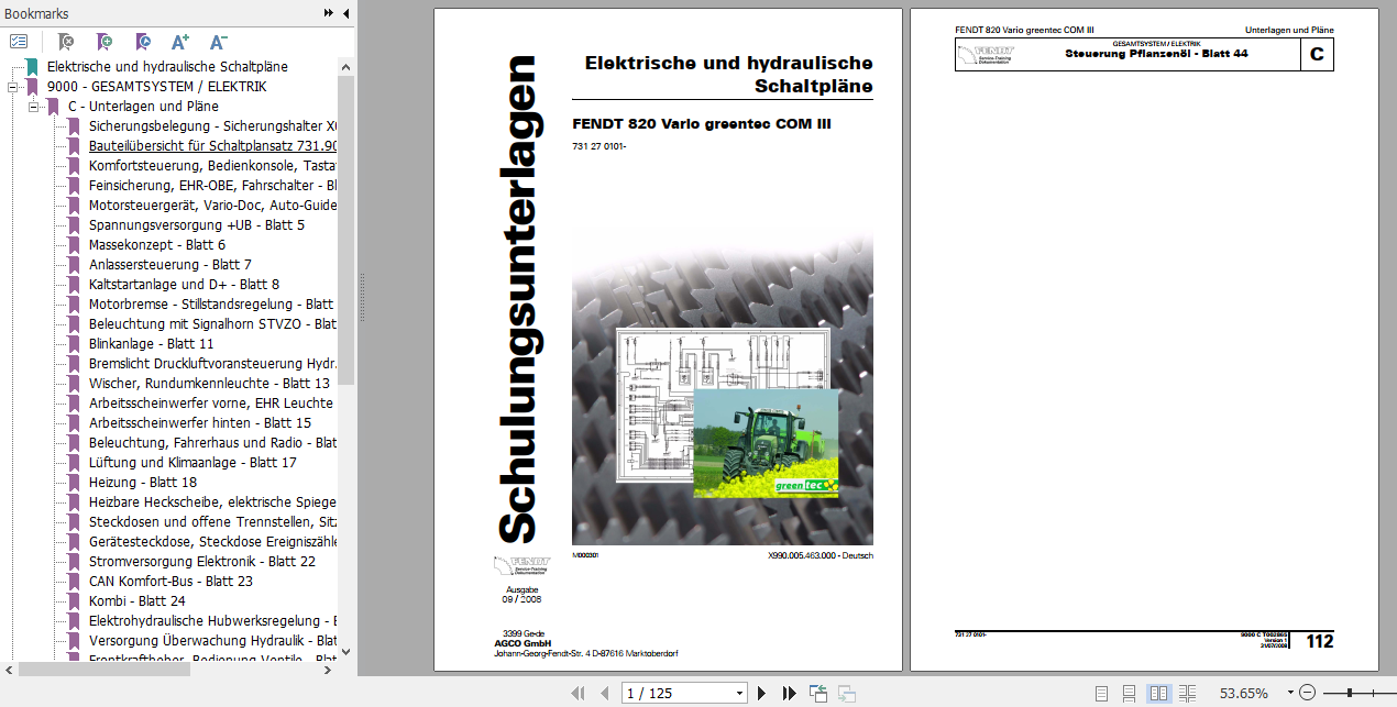 Fendt Tractor 800 Vario Com3 VIN 729 731 Operator Diagrams Workshop Manual German 1