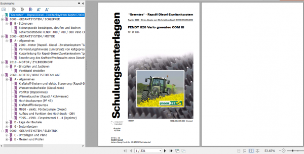 Fendt Tractor 800 Vario Com3 VIN 729 731 Operator Diagrams Workshop Manual German 7