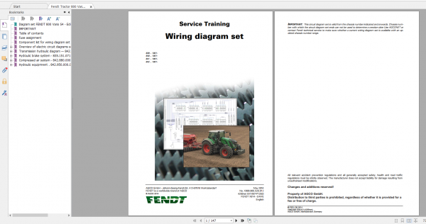 Fendt Tractor 800 Vario S4 VIN 839 842 Diagram Operation Manual Workshop Manual EN 6