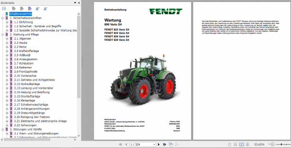 Fendt Tractor 800 Vario S4 VIN 839 842 Operator Diagrams Workshop Manual German 4