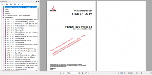Fendt Tractor 800 Vario S4 VIN 839 842 Operator Diagrams Workshop Manual German 5