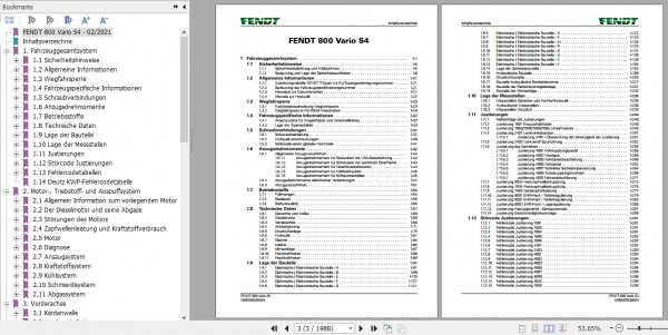 Fendt Tractor 800 Vario S4 VIN 839 842 Operator Diagrams Workshop Manual German 7