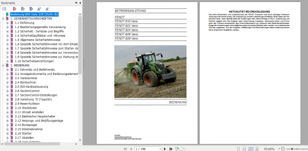 Fendt Tractor 800 Vario SCR 3b VIN 832 836 Operator Diagrams Workshop Manual German 6