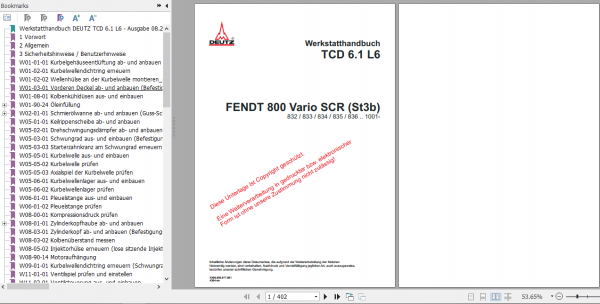Fendt Tractor 800 Vario SCR 3b VIN 832 836 Operator Diagrams Workshop Manual German 7