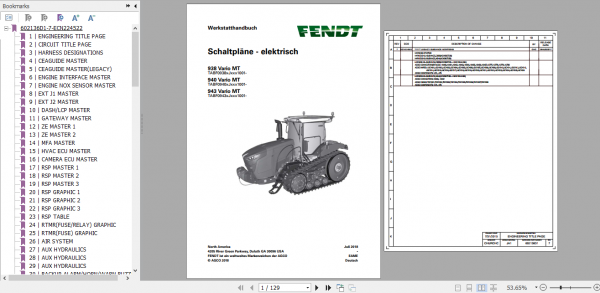 Fendt Tractor 900 MT S4 Operator Diagrams Workshop Manual German 1