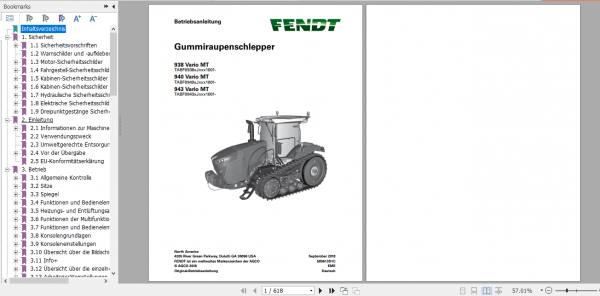 Fendt Tractor 900 MT S4 Operator Diagrams Workshop Manual German 3