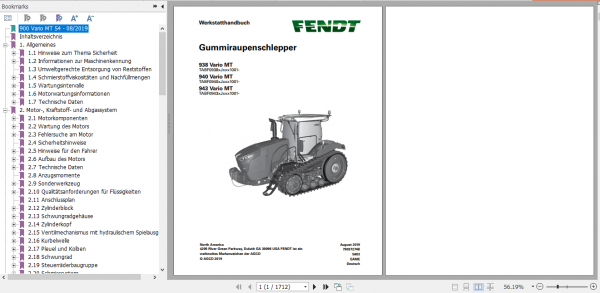 Fendt Tractor 900 MT S4 Operator Diagrams Workshop Manual German 4