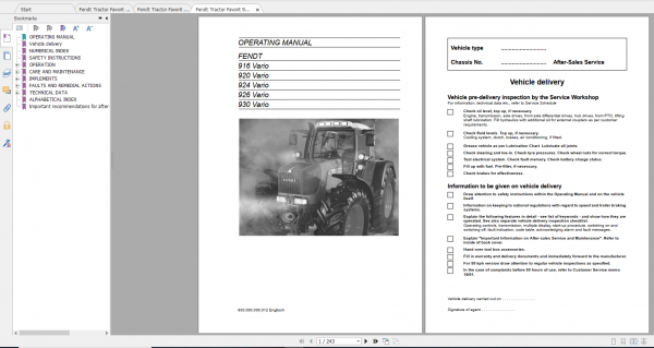 Fendt Tractor 900 Vario Com2 VIN 916 926 Diagram Operation Manual Workshop Manual EN 3