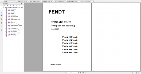 Fendt Tractor 900 Vario Com3 VIN 919 934 Diagram Operation Manual Workshop Manual EN 4