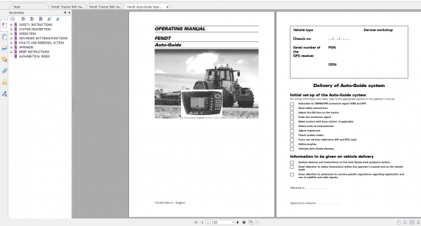 Fendt Tractor 900 Vario Com3 VIN 919 934 Diagram Operation Manual Workshop Manual EN 7