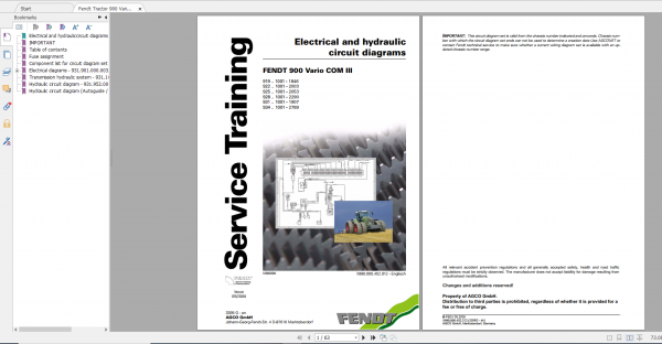 Fendt Tractor 900 Vario Com3 VIN 919 934 Diagram Operation Manual Workshop Manual EN 8