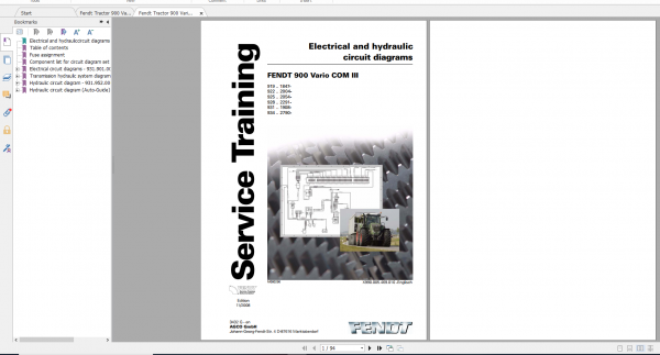 Fendt Tractor 900 Vario Com3 VIN 919 934 Diagram Operation Manual Workshop Manual EN 9