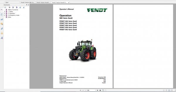 Fendt Tractor 900 Vario Gen6 VIN 957 961 Diagram Operation Manual Workshop Manual EN 4