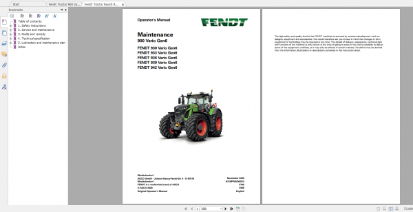 Fendt Tractor 900 Vario Gen6 VIN 957 961 Diagram Operation Manual Workshop Manual EN 5