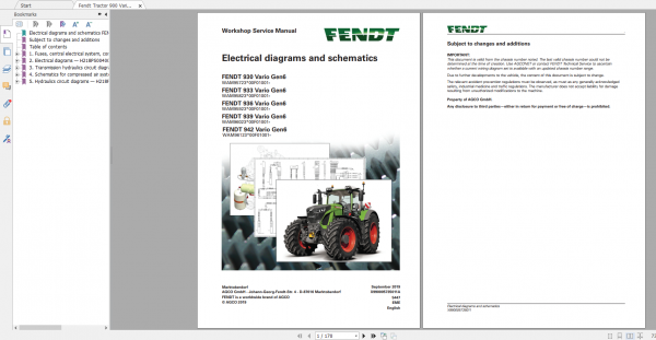 Fendt Tractor 900 Vario Gen6 VIN 957 961 Diagram Operation Manual Workshop Manual EN 6