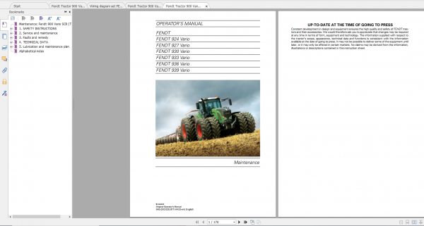 Fendt Tractor 900 Vario Scr3b VIN 941 946 Diagram Operation Manual Workshop Manual EN 3