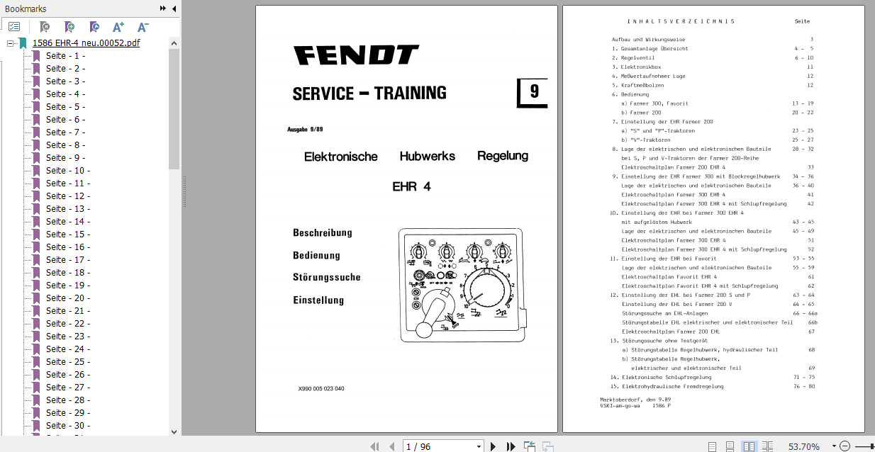 Fendt Tractor EHR 4 Service Training German 1