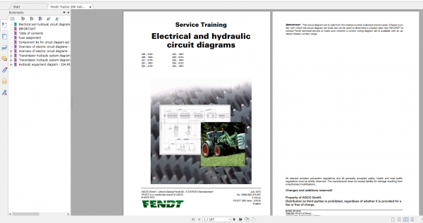 Fendt Tractor Famer 200 Com3 VIN 330 334 Diagram Operator Workshop Manual EN 1 1