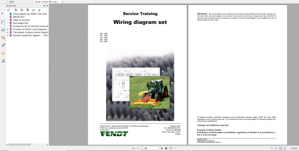 Fendt Tractor Famer 200 Com3 VIN 330 334 Diagram Operator Workshop Manual EN 2 1