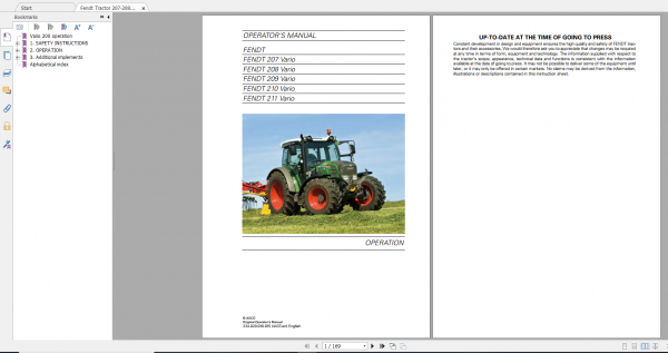 Fendt Tractor Famer 200 Com3 VIN 330 334 Diagram Operator Workshop Manual EN 3 1