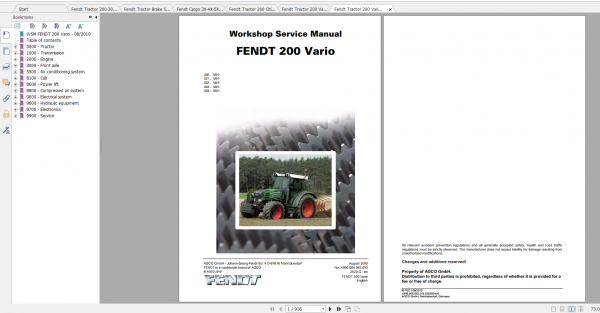 Fendt Tractor Famer 200 Com3 VIN 330 334 Diagram Operator Workshop Manual EN 5 1