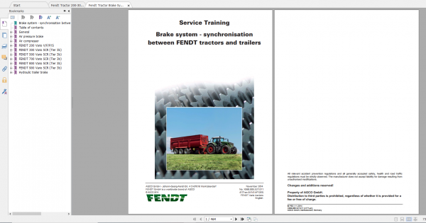 Fendt Tractor Famer 200 Com3 VIN 330 334 Diagram Operator Workshop Manual EN 9 1