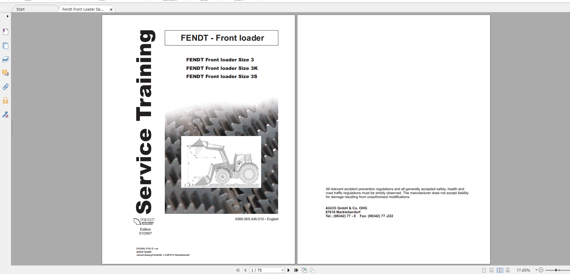 Fendt Tractor Famer 200 Operator Workshop Manual EN 1 1