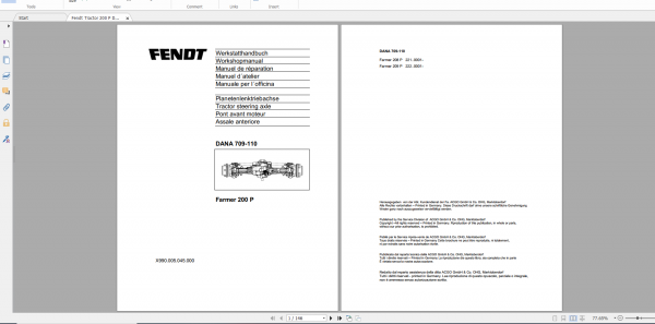 Fendt Tractor Famer 200 Operator Workshop Manual EN 2 1