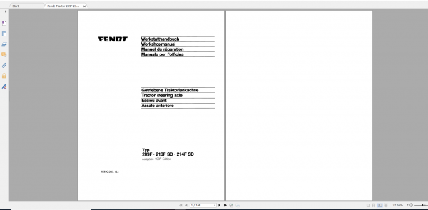 Fendt Tractor Famer 200 Operator Workshop Manual EN 4 1